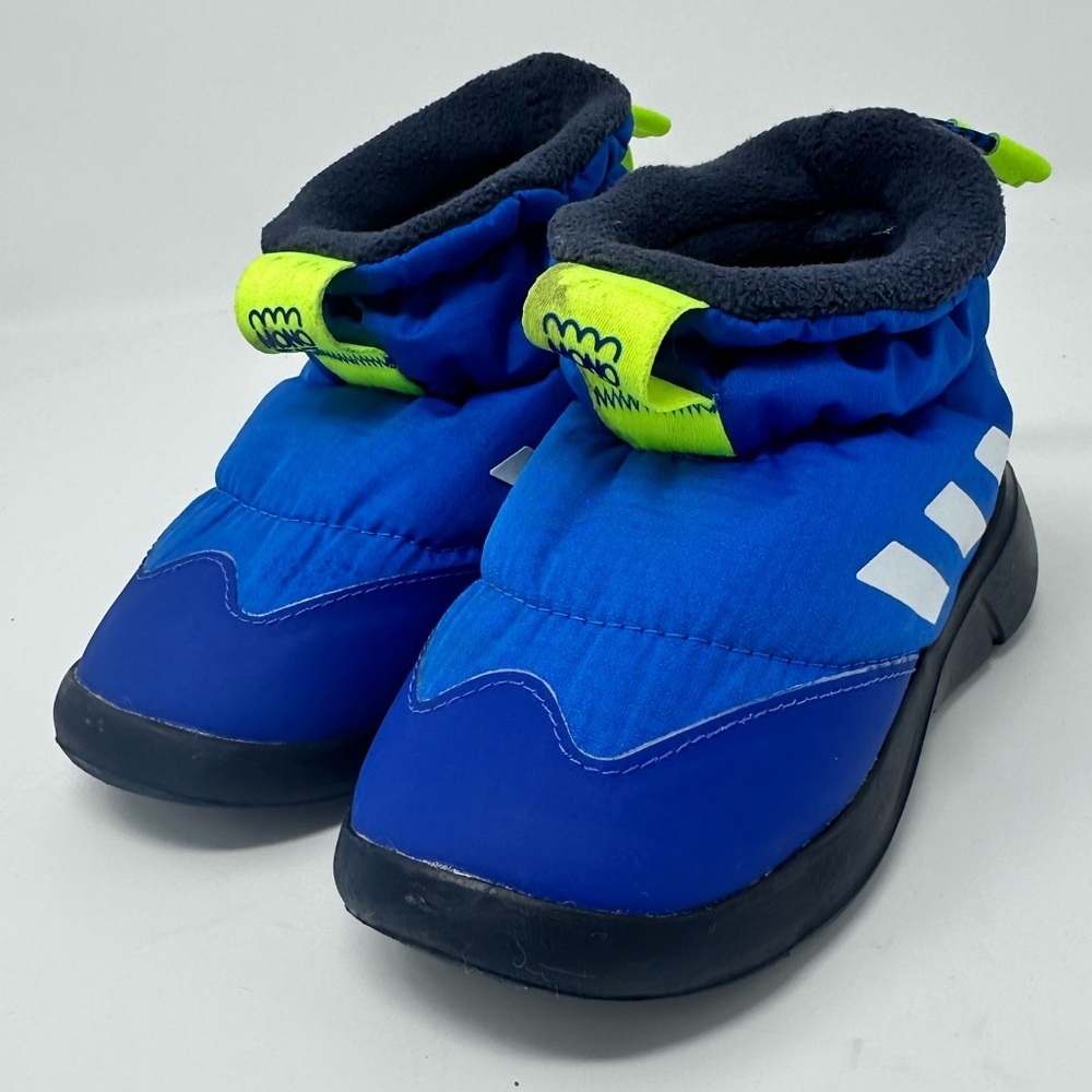Adidas Kids Blue and Neon Green Winter Boots Size 7k